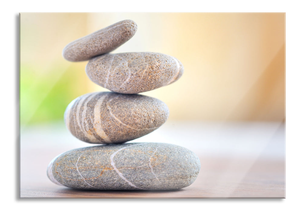 Pixxprint Zen Steinturm, Glasbild