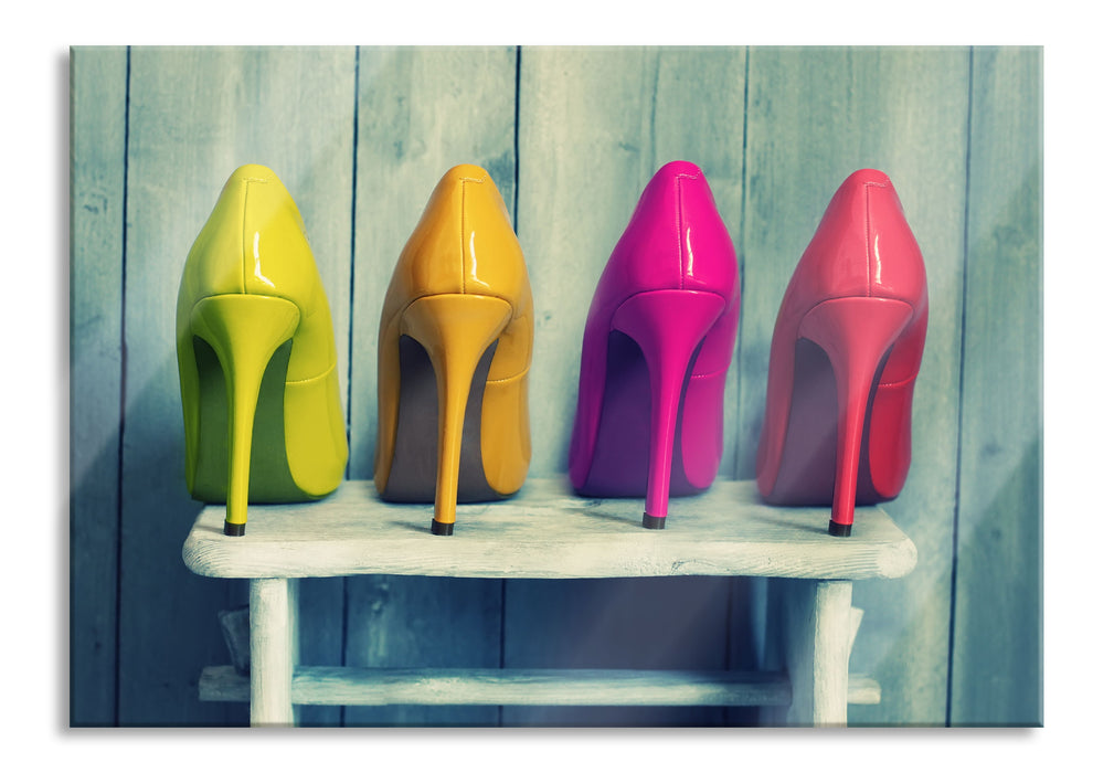 Bunte High Heels, Glasbild