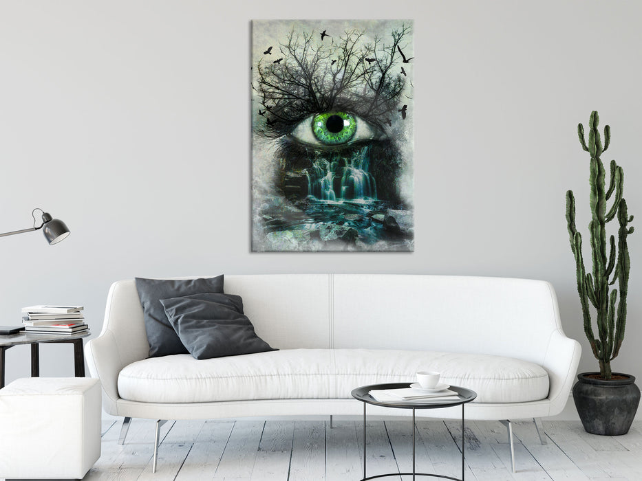 Auge verbunden mit Natur, Glasbild