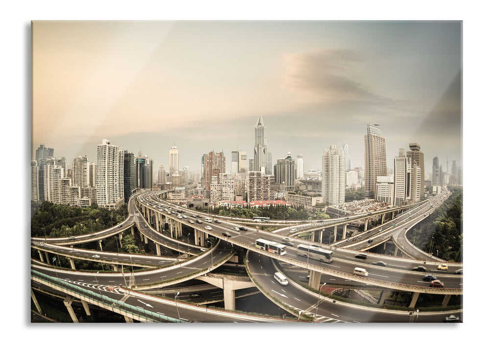 Beeindruckende Shanghai Autobahn, Glasbild