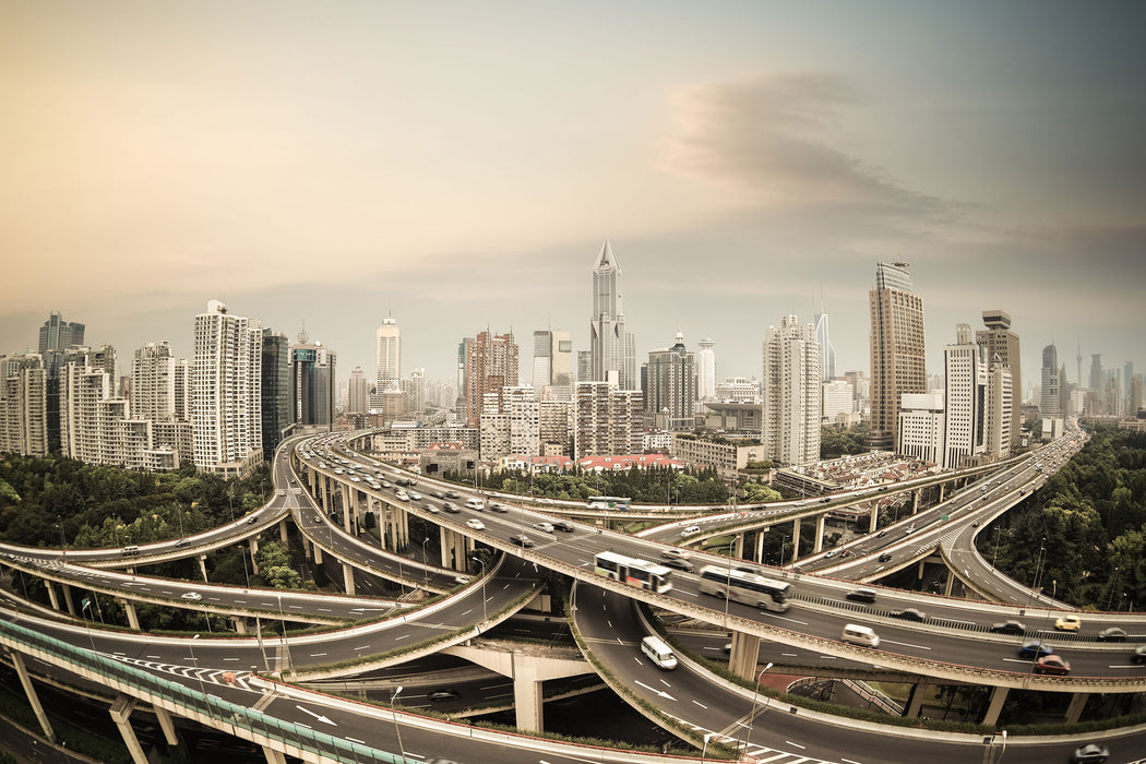 Beeindruckende Shanghai Autobahn, Glasbild