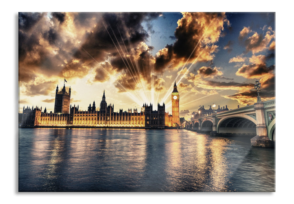 Pixxprint Big Ben am Abend, Glasbild