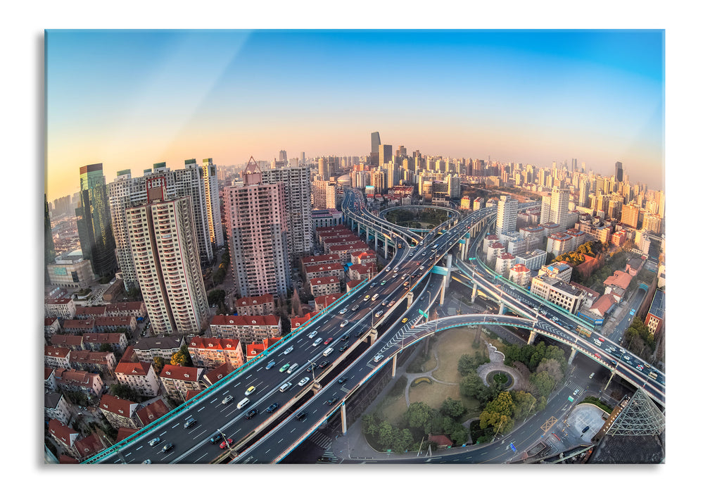 Pixxprint Blick auf Autobahn, Glasbild