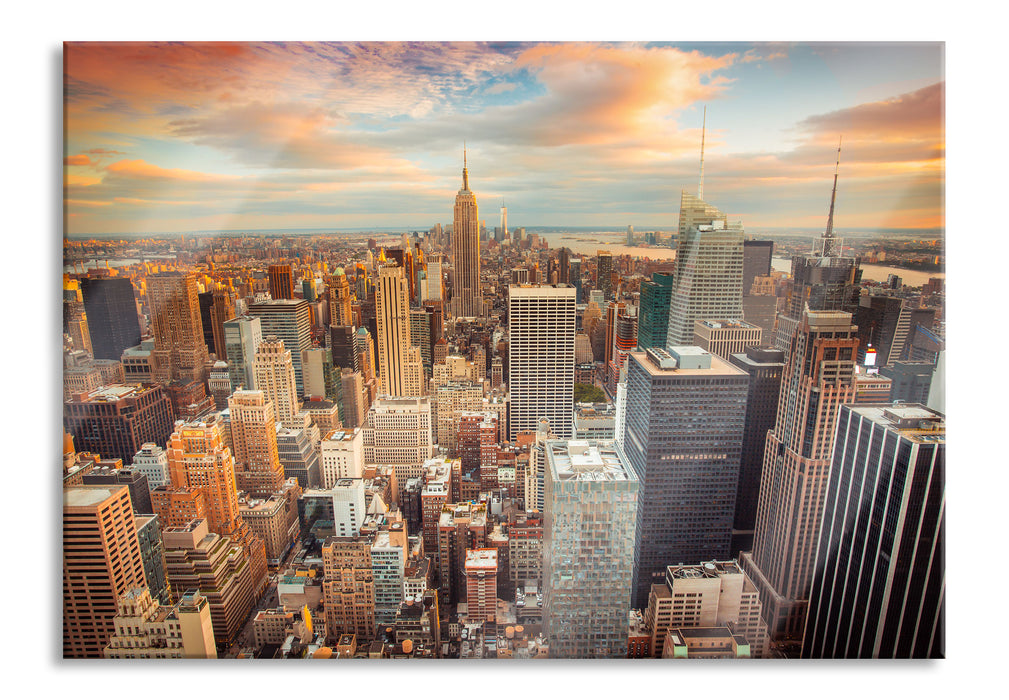 Pixxprint Skyline von New York, Glasbild