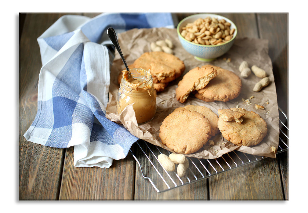 Pixxprint Plätzchen mit Erdnussbutter, Glasbild