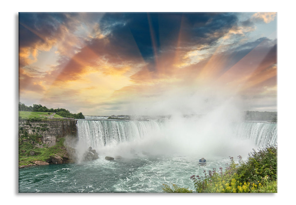 Pixxprint Niagarafälle bei Sonnenuntergang, Glasbild