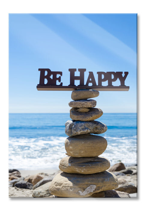 Pixxprint Steinturm am Strand, Glasbild