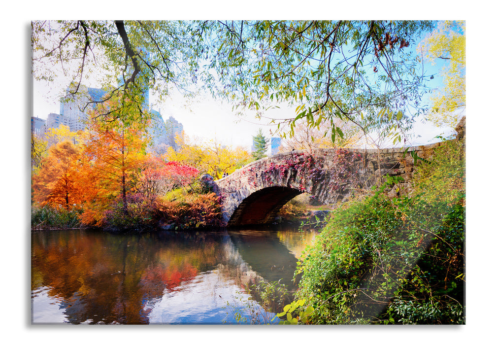 Brücke im Central Park, Glasbild