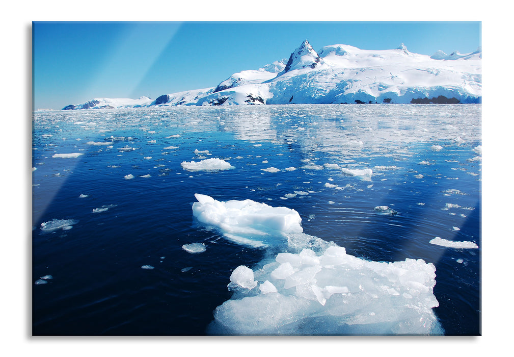 Eisbrocken im Meer, Glasbild