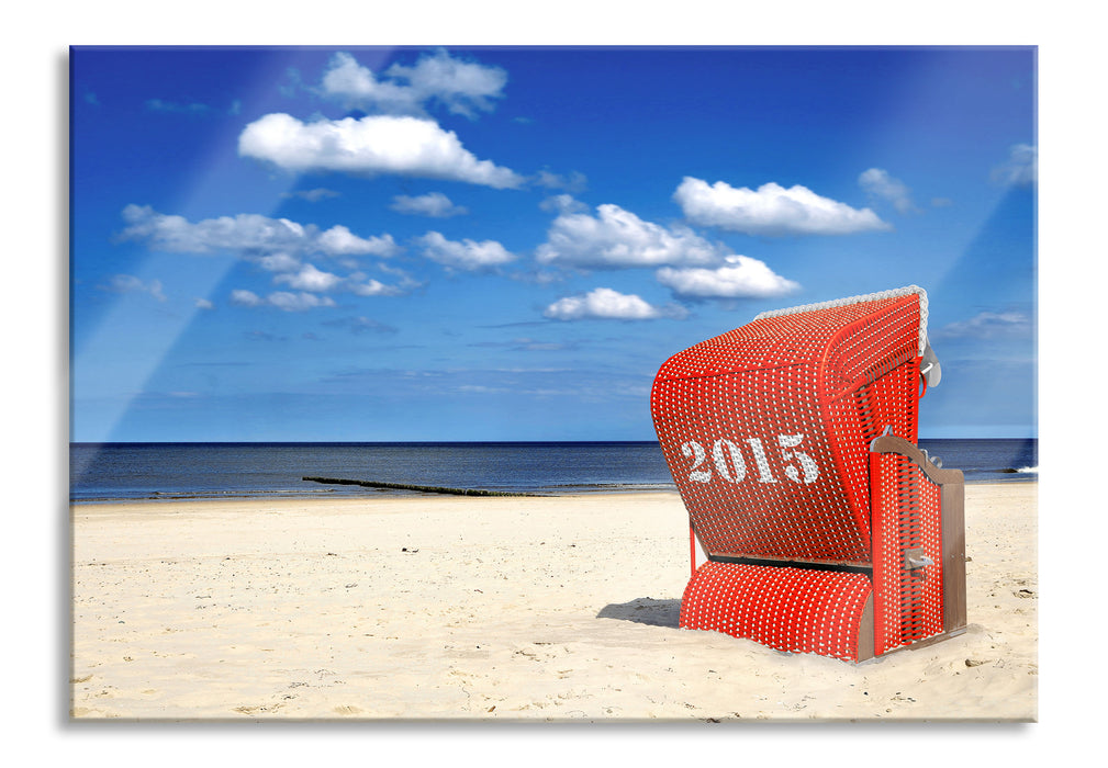 Strandkorb an der Nordsee, Glasbild