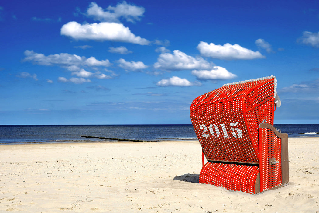 Strandkorb an der Nordsee, Glasbild