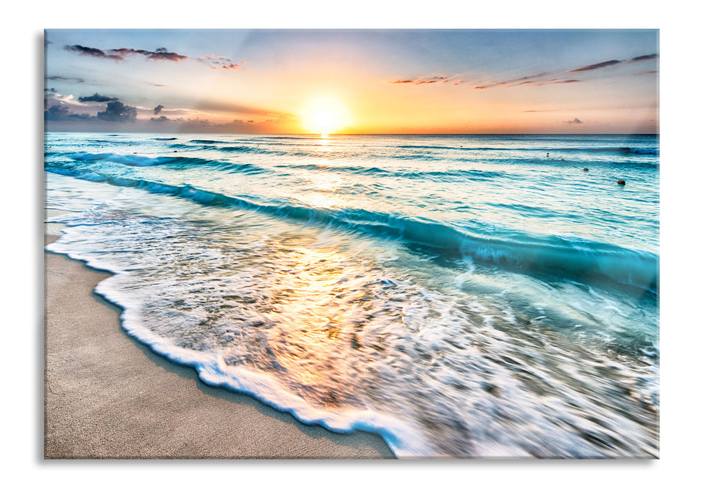 Pixxprint Meer bei Sonnenuntergang, Glasbild