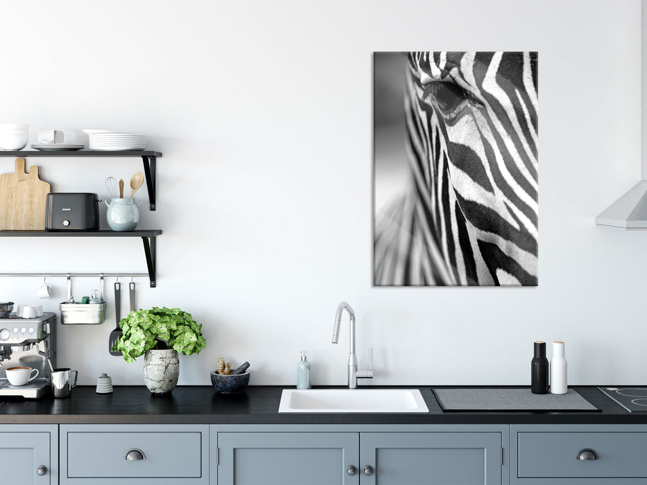 Zebra Nahaufnahme, Glasbild