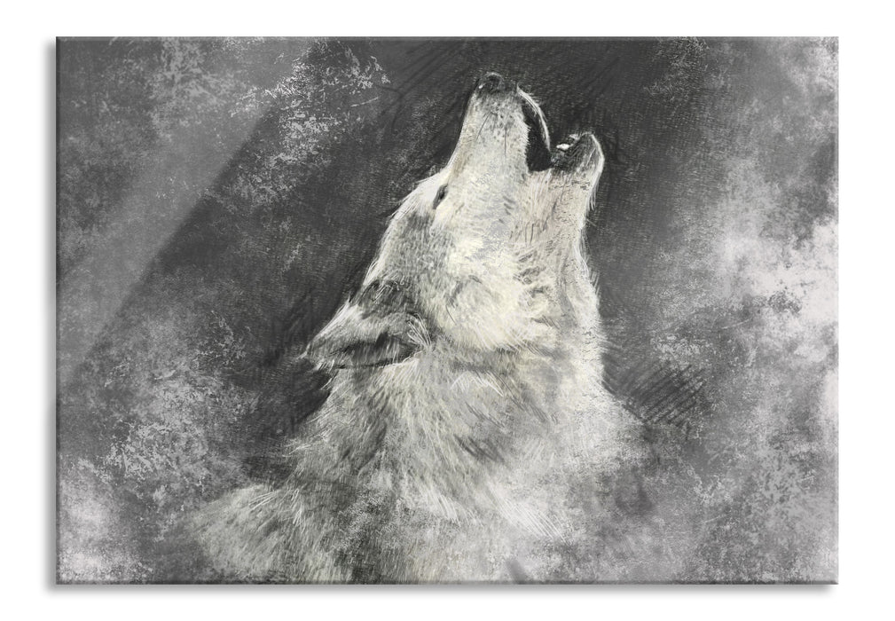 Pixxprint Heulender Wolf Kunst, Glasbild