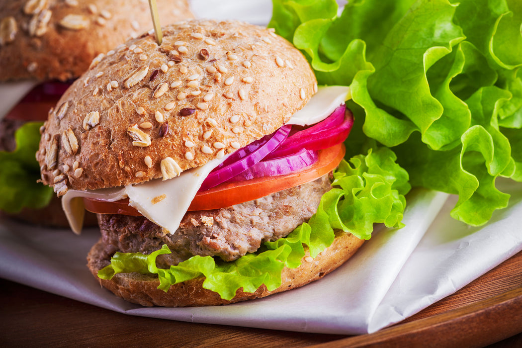 Köstlicher Hamburger, Glasbild