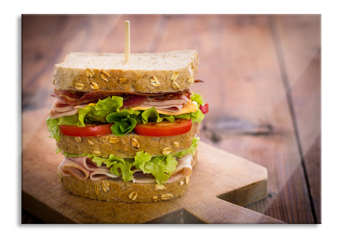 Doppeldecker Sandwich, Glasbild— Pixxprint.de Doppeldecker Sandwich, Glasbild— Pixxprint.de