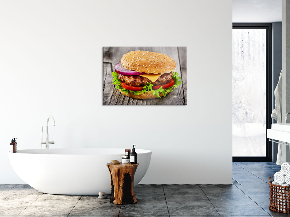 Leckerer Cheeseburger, Glasbild