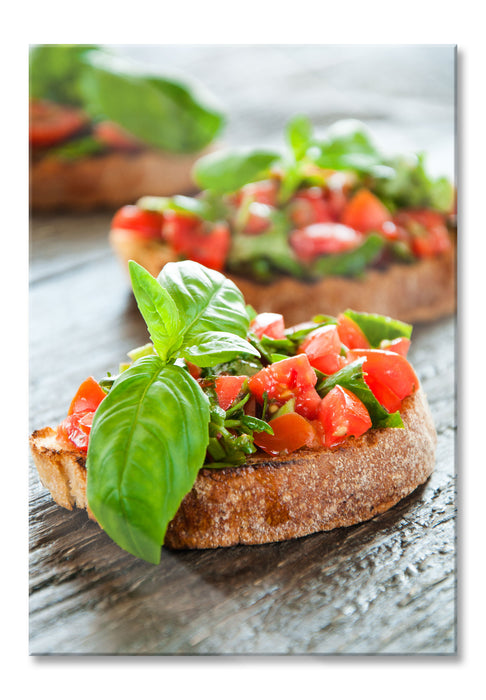 Köstliche Tomaten Bruchetta, Glasbild