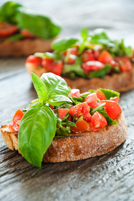 Köstliche Tomaten Bruchetta, Glasbild