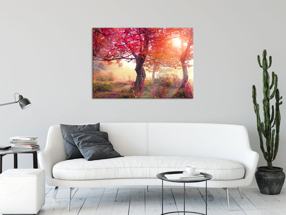 Traumhafte Herbstlandschaft, Glasbild