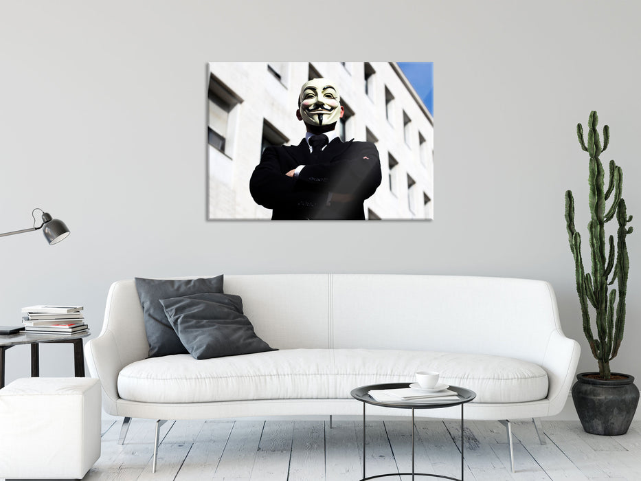 Anonymus Maske, Glasbild