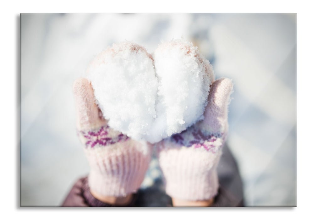 Herz aus Schnee, Glasbild