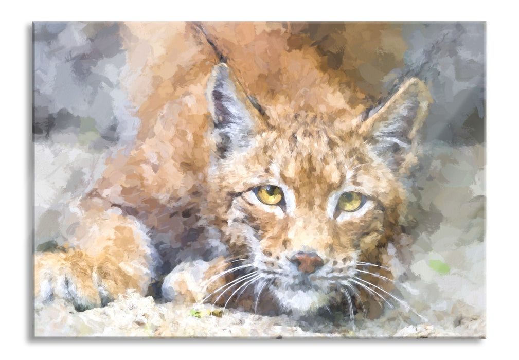 Pixxprint wachsamer Luchs, Glasbild