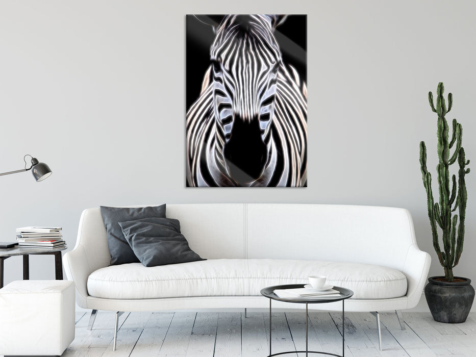 Zebra Porträt, Glasbild