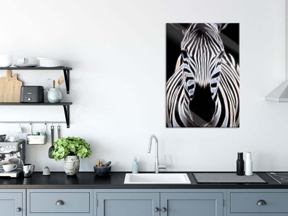 Zebra Porträt, Glasbild