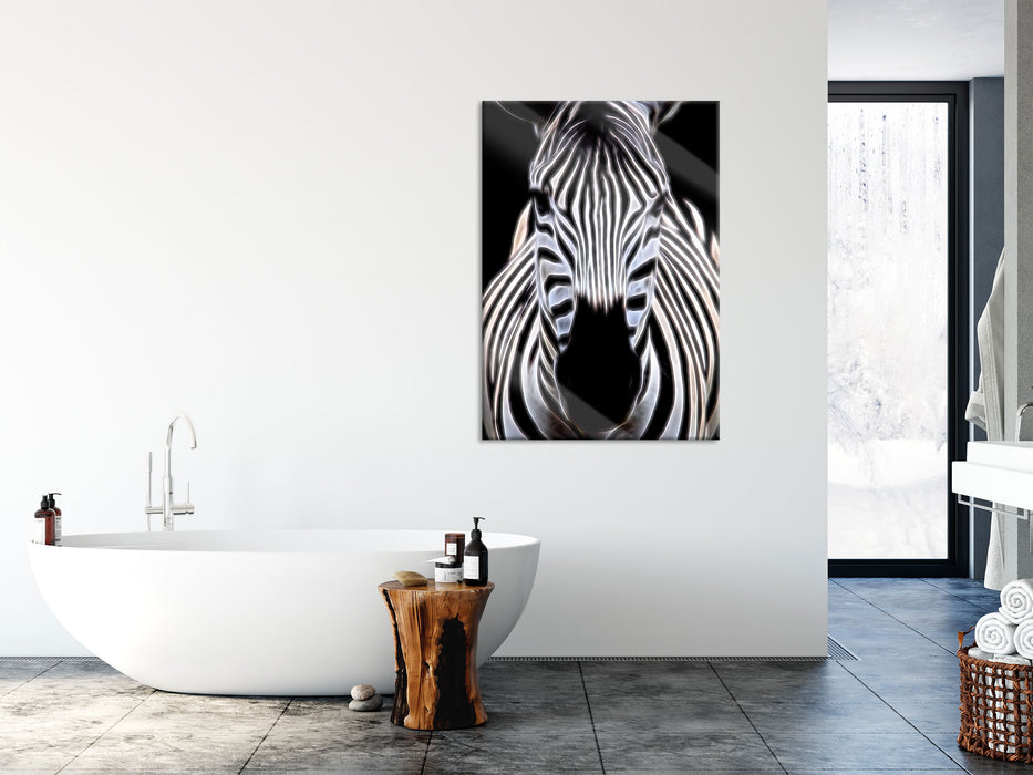 Zebra Porträt, Glasbild