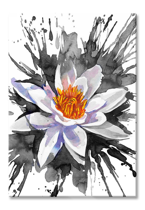 Pixxprint gezeichnete Seerose, Glasbild