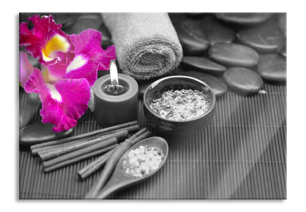 Pixxprint Orchideenblüte Wellness, Glasbild