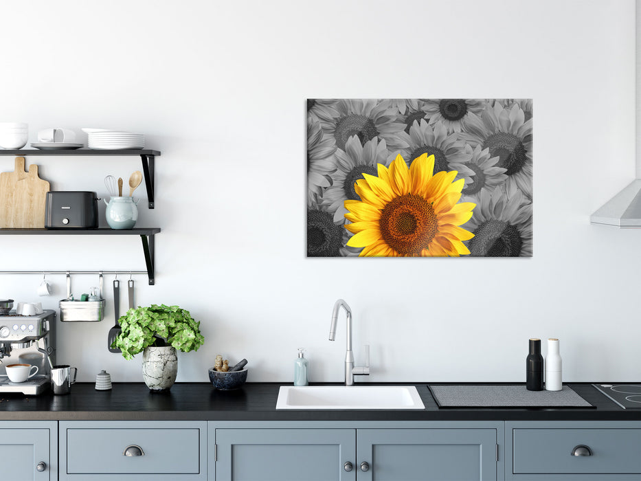 schöne Sonnenblumen, Glasbild