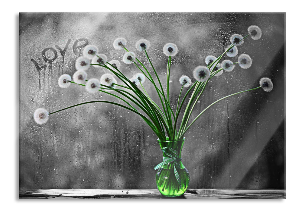 Pixxprint Pusteblumen bei Regen, Glasbild