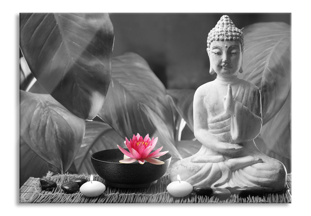 Pixxprint Buddha mit Seerose, Glasbild