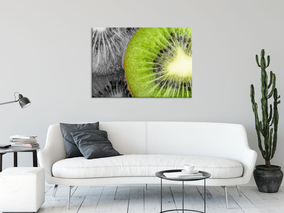 schöne Kiwi Scheiben, Glasbild