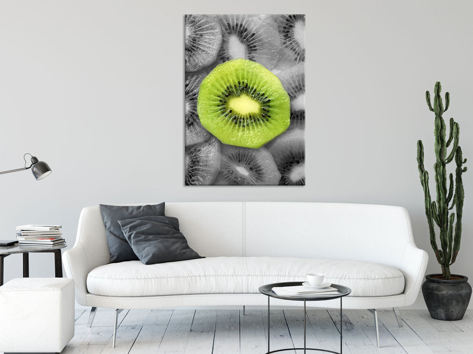 saftige Kiwi Scheiben, Glasbild