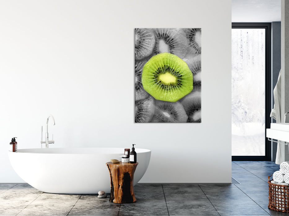 saftige Kiwi Scheiben, Glasbild