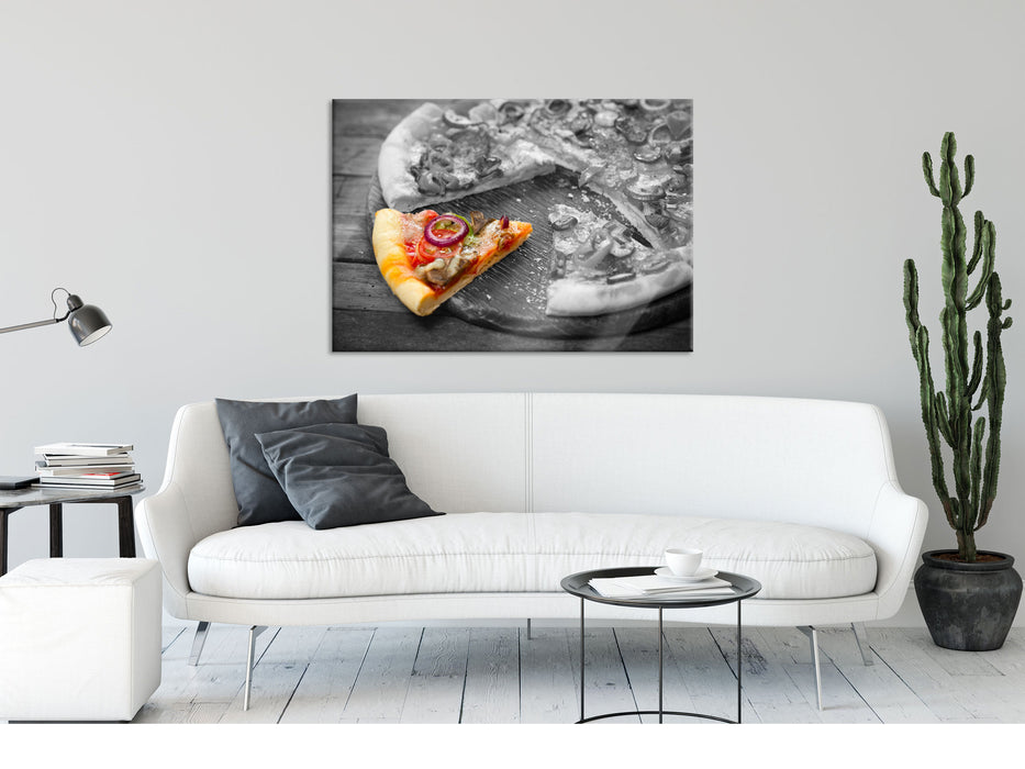 Pizza auf Holzbrett, Glasbild