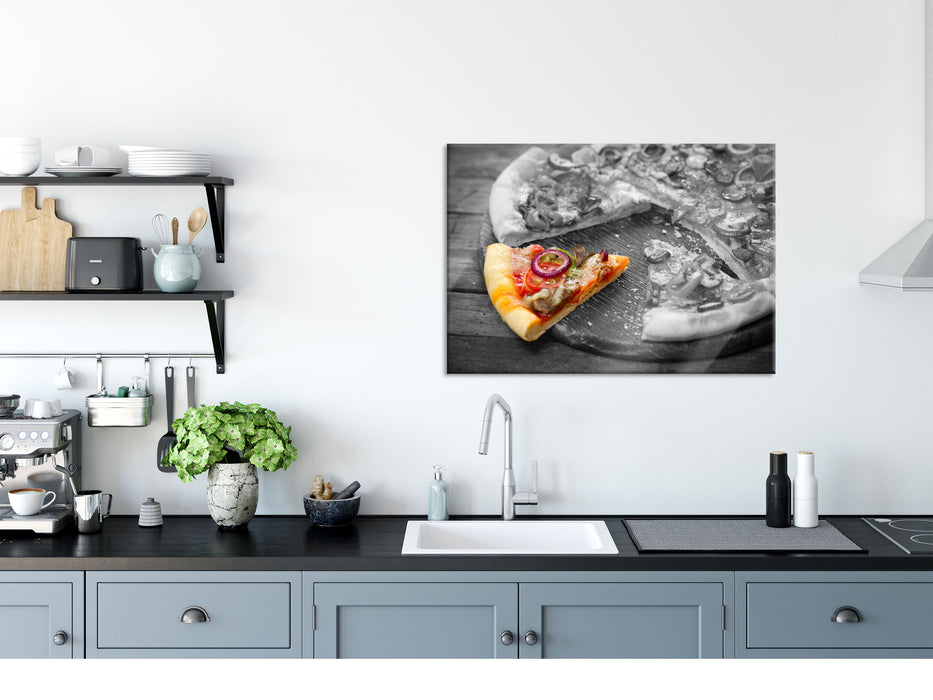 Pizza auf Holzbrett, Glasbild