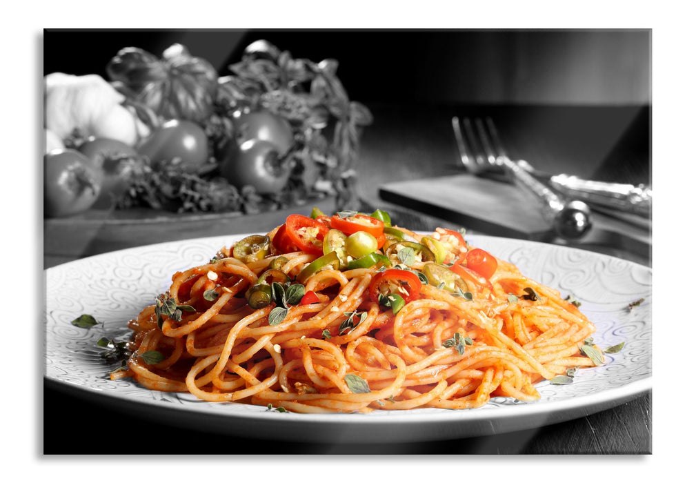 Pixxprint schmackhafte Spaghetti Italia, Glasbild