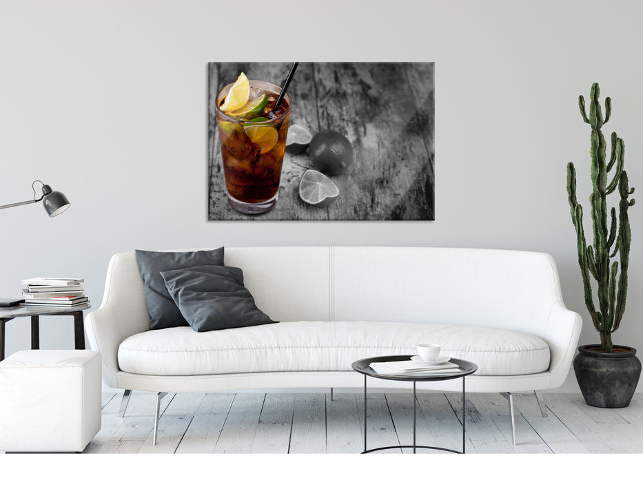 Cuba Libre mit vielen Limetten, Glasbild