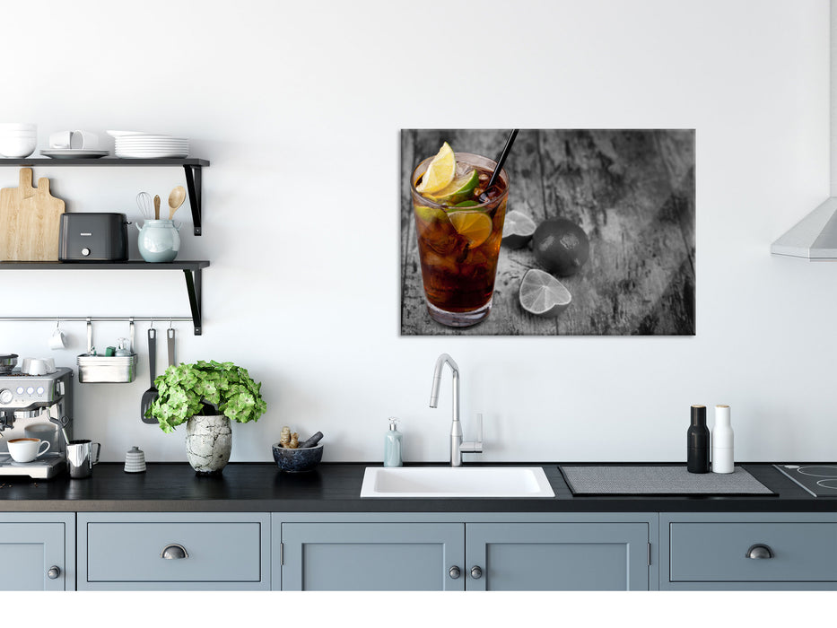 Cuba Libre mit vielen Limetten, Glasbild