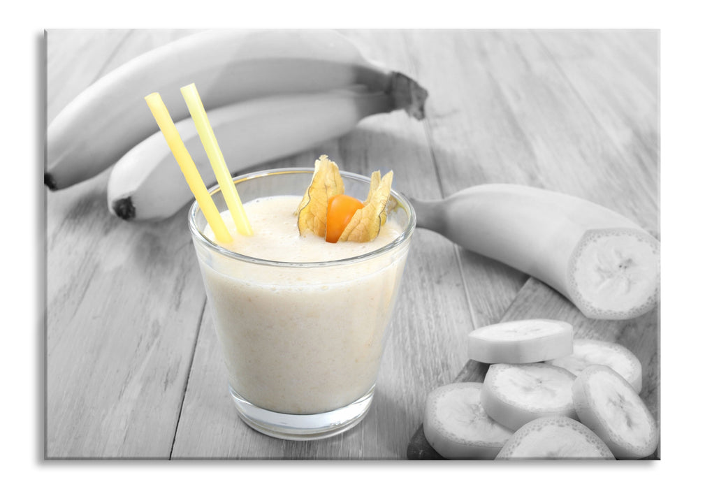 frischer Bananenshake, Glasbild