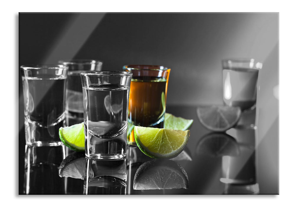 Tequila Shots mit Limetten, Glasbild