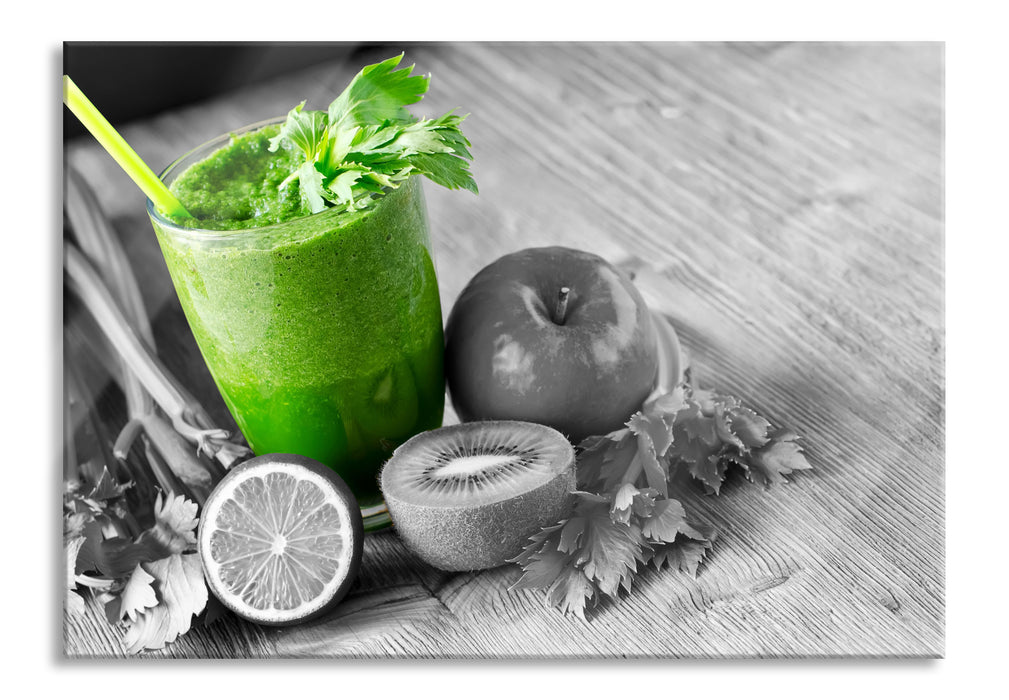 Apfel Limette Kiwi Smoothie, Glasbild