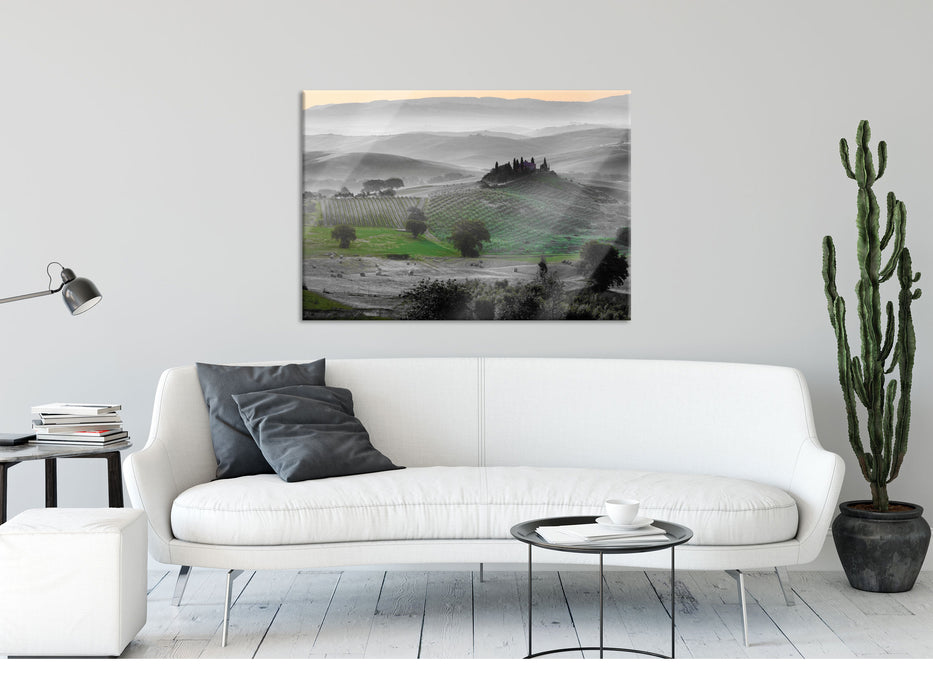 herrliche Toskana Landschaft, Glasbild