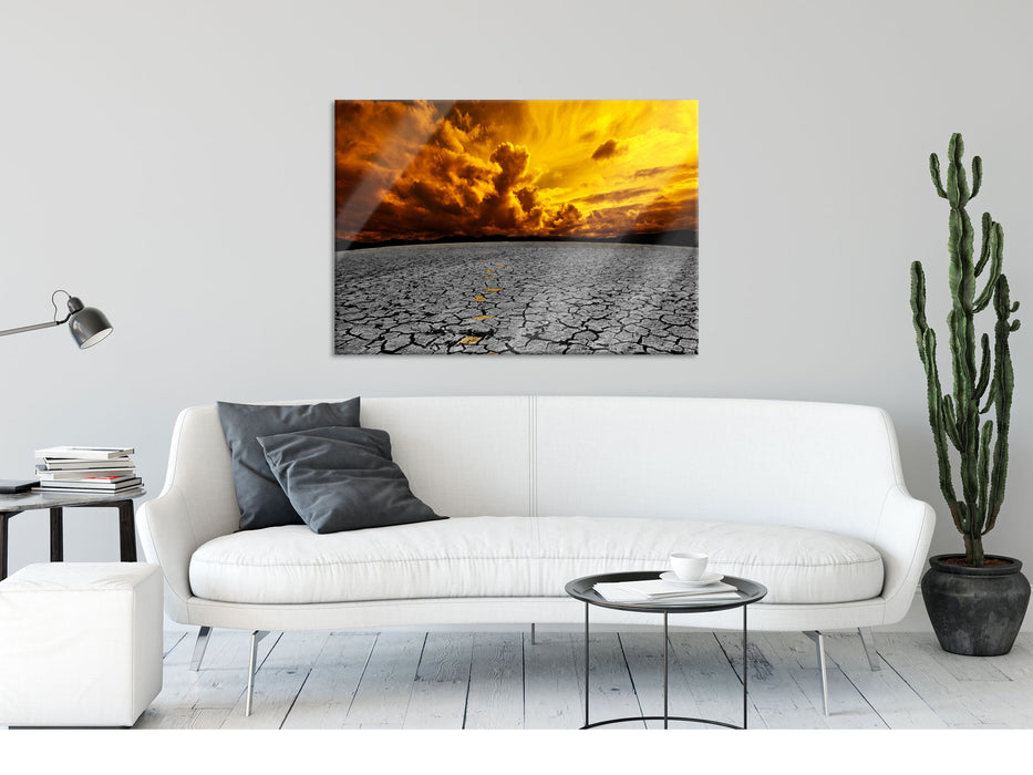 ausgetrocknete Landschaft, Glasbild