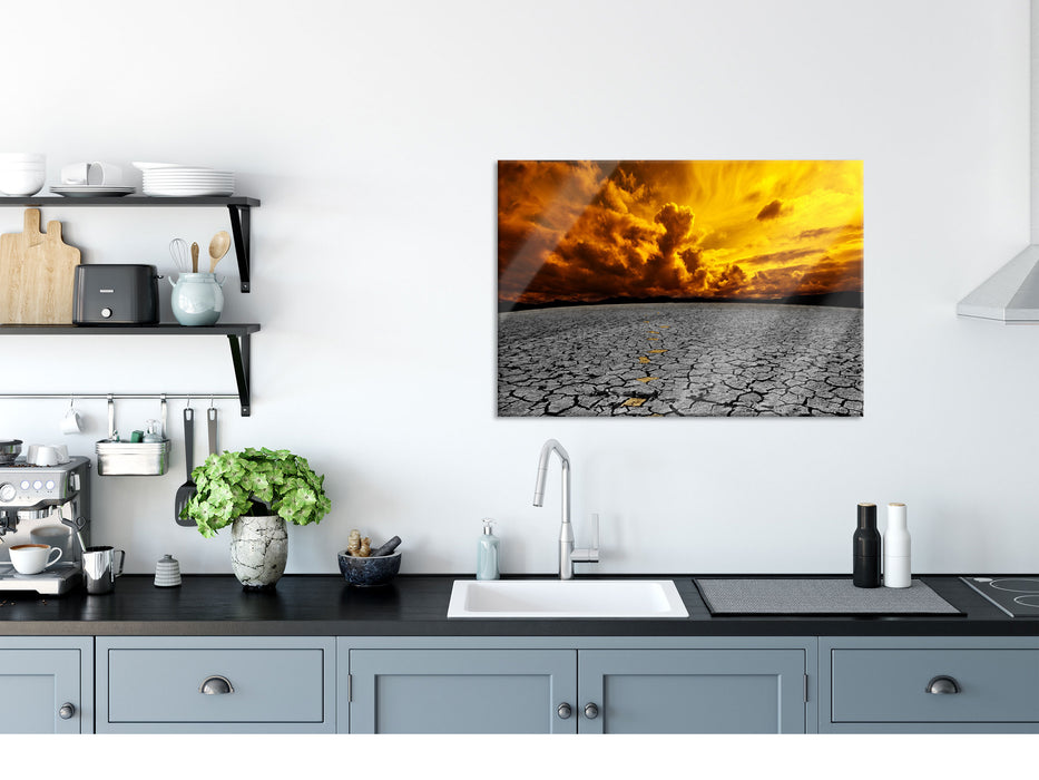 ausgetrocknete Landschaft, Glasbild