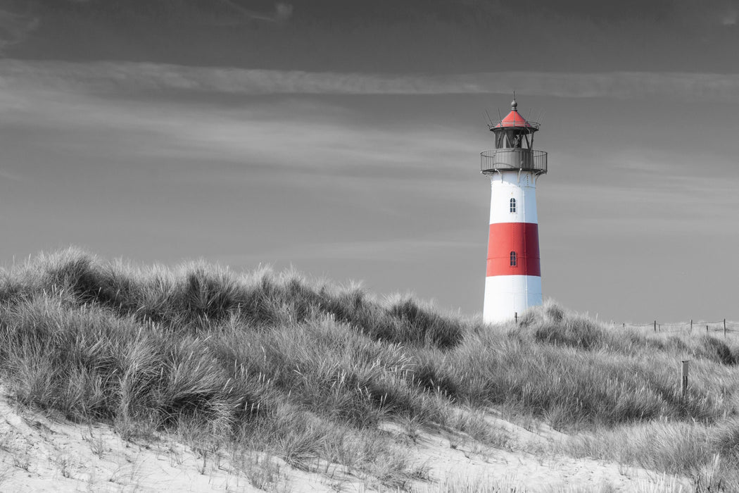 Leuchtturm in den Dünen, Glasbild